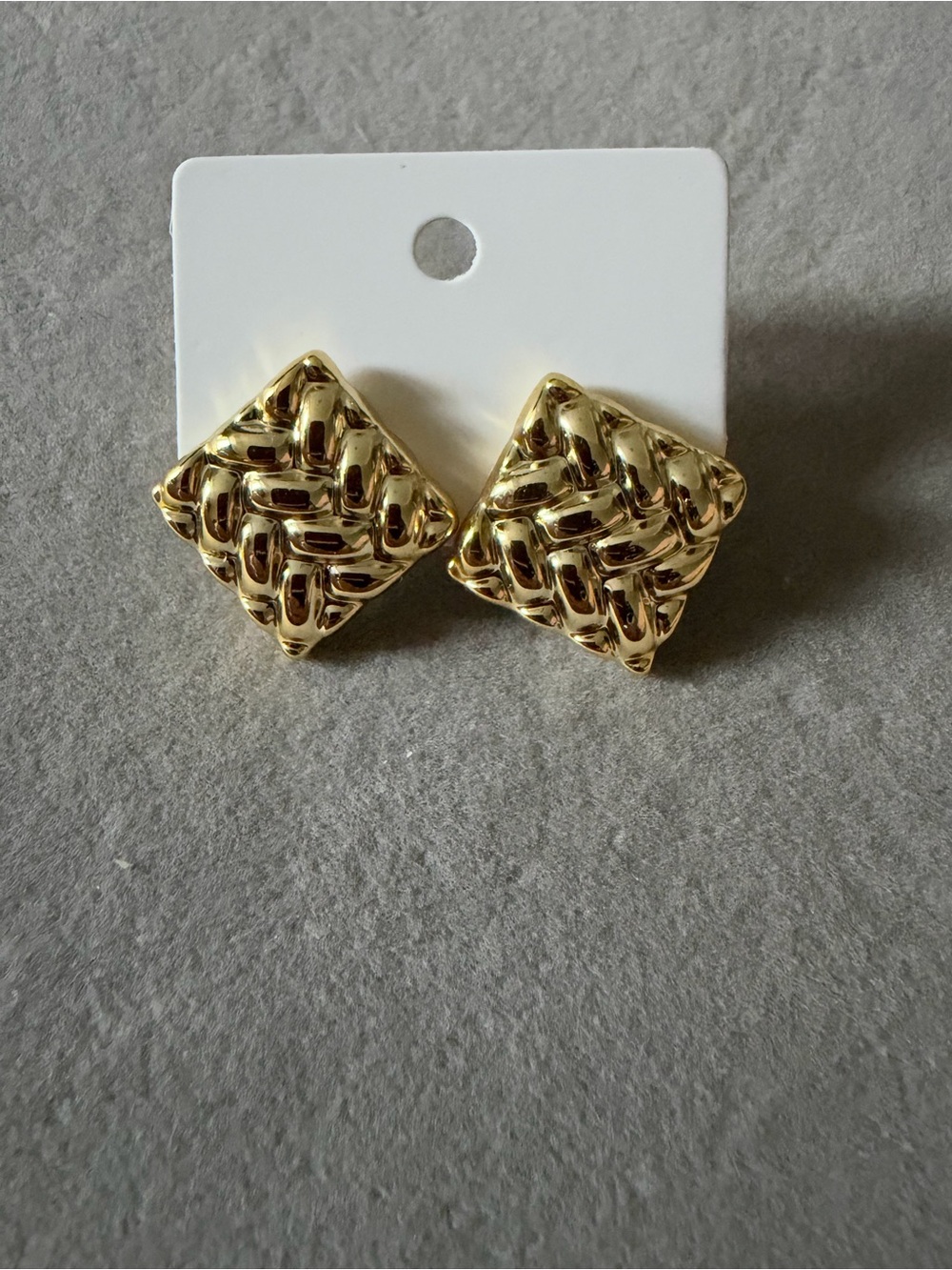 Gold Woven Square Clip-On Earrings - Elegant Women’s Jewelry